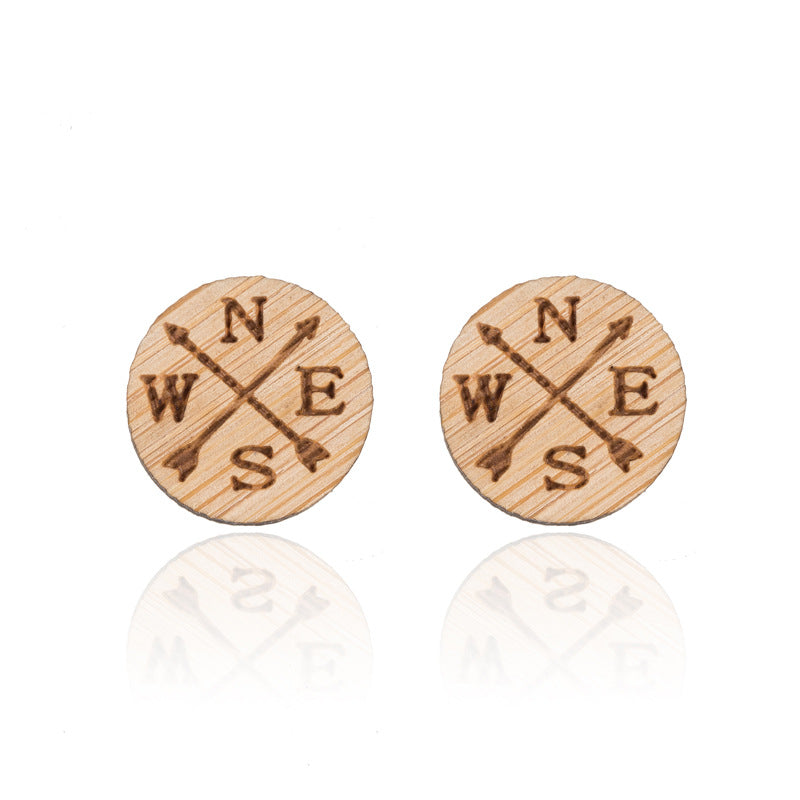 Wholesale Wood Map Ear Studs